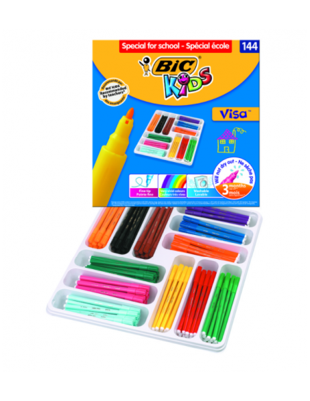 ESTUCHE 144 ROTULADORES DE 12 COLORES DIFERENTES BIC 887837