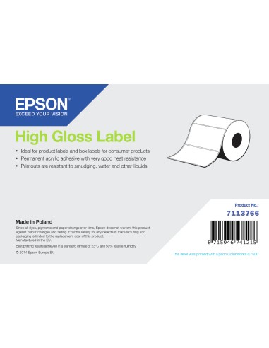 High Gloss Label - Continuous Roll: 102mm x 33m