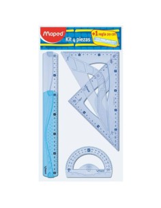 KIT DE 5 PIEZAS DE TRAZADO 2 REGLAS/CARTABON/ESCUADRA Y TRANSPORTADOR MAPED 897112