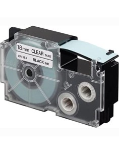 CASIO CINTA PARA ETIQUETADORA 8M X 18MM NEGRO/TRANSPARENTE