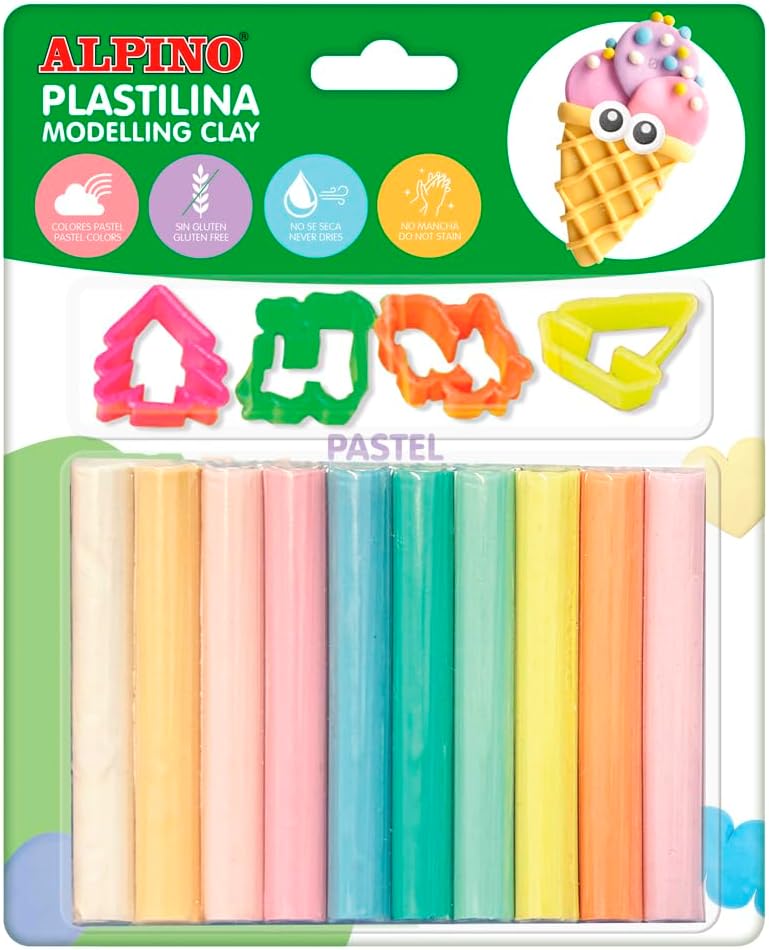 PLASTILINA ALPINO BL. 10 PASTEL + HERR - Pack de 24 unidades