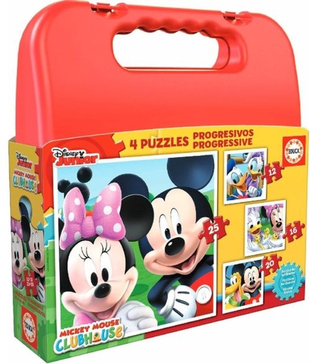 Mickey Mouse 4 puzzles progresivos 12-16-20-25 piezas