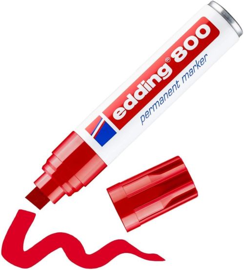 C/5 ROTULADOR EDDING 800 ROJO PERMANENTE PUNTA BISELADA