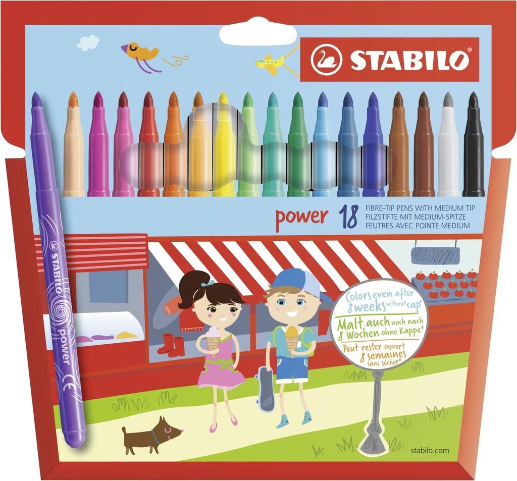 ESTUCHE 18 ROTULADORES STABILO POWER PUNTA 2MM