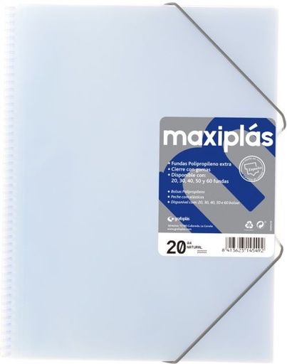 [39834000] CARPETAS A4 40 FUNDAS A4 ESPIRAL MAXIPLAS NATURAL