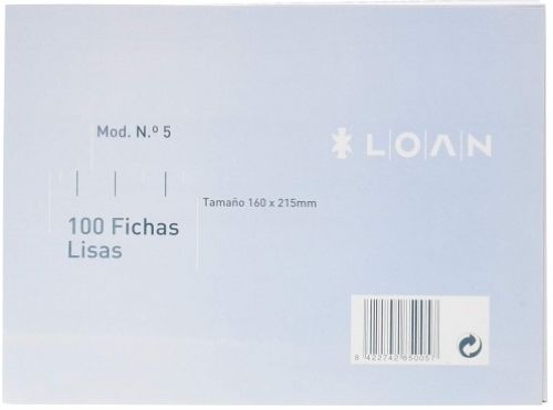 [F-5 (LISA)] PAQ/100 FICHAS LISAS Nº5 16X21,5CM LOAN