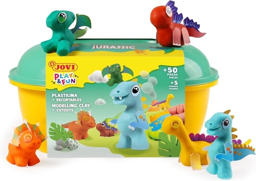 [2201] Cofre de plastilina jurassic con complementos y recortables