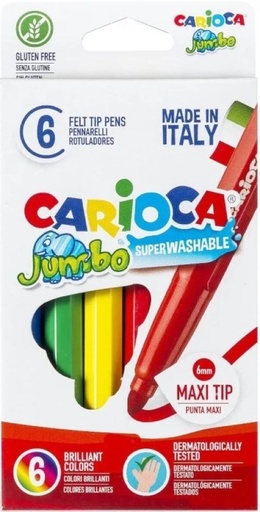 ESTUCHE 6 ROTULADORES CARIOCA JUMBO SUPERLAVABLES