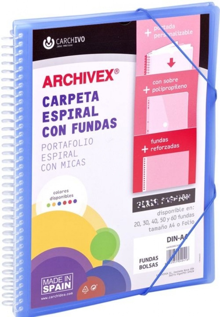 CARPETA 40 FUNDAS CANGURO A4 ARCHIVEX STAR AZUL