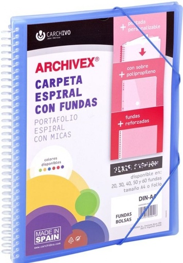 [53034050] CARPETA 40 FUNDAS CANGURO A4 ARCHIVEX STAR AZUL