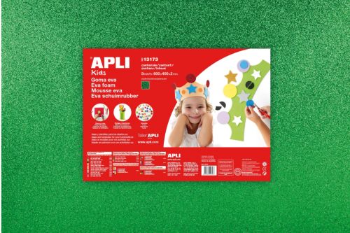 [13173] PACK 3 LAMINAS GOMA EVA PURPURINA VERDE 40X60 2MM