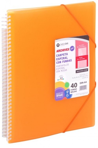 [53022052] CARPETA 20 FUNDAS A4 ESPIRAL ARCHIVEX STAR NARANJA CARCHIVO
