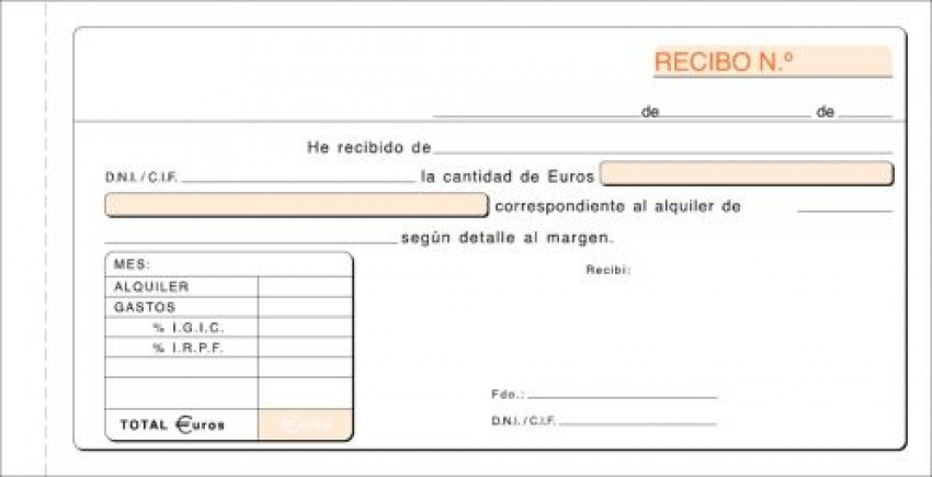 PAQ/10 TALONARIO RECIBO ALQUILER DUPLICADO CON IGIC