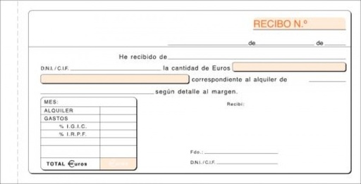 PAQ/10 TALONARIO RECIBO ALQUILER DUPLICADO CON IGIC