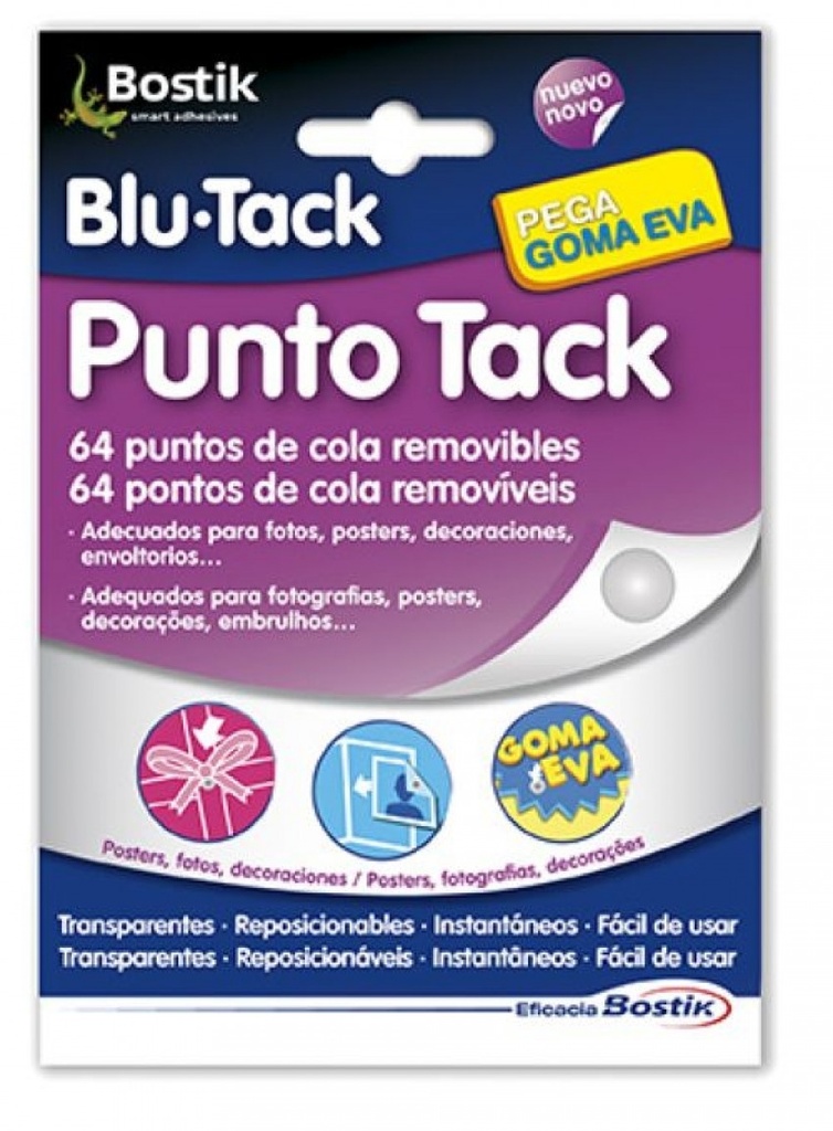 EXP 12 SOBRES ADHESIVOS REMOVIBLES BLU-TACK PUNTO TACK