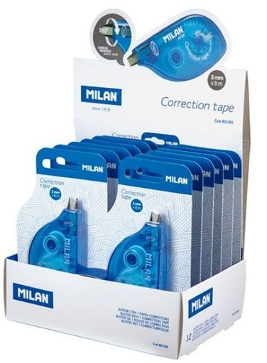 [80185] EXP 12 CINTA CORRECTORA MILAN 5MMX8M DIESTROS/ZURDOS