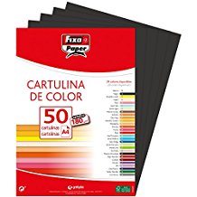 PAQ/50 CARTULINAS FIXO A4 180G. NEGRO