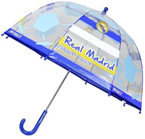 PARAGUAS MANUAL INFANTIL 48CM REAL MADRID TRANSP BURBUJA