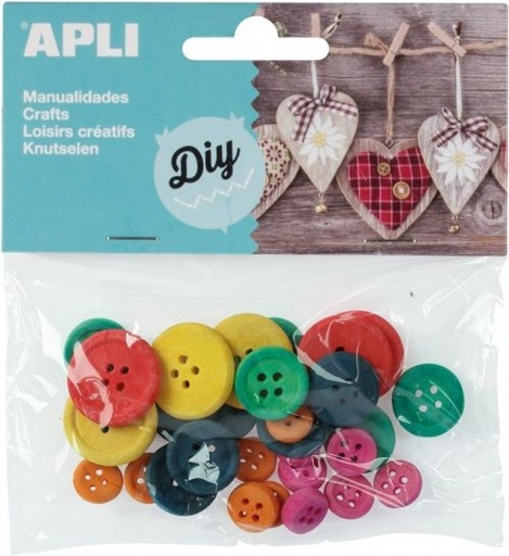 [13481] BOLSA 30 BOTONES MADERA SURTIDOS APLI