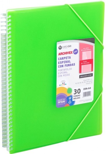 [53025051] CARPETA 50 FUNDAS A4 ESPIRAL ARCHIVEX STAR VERDE CLARO