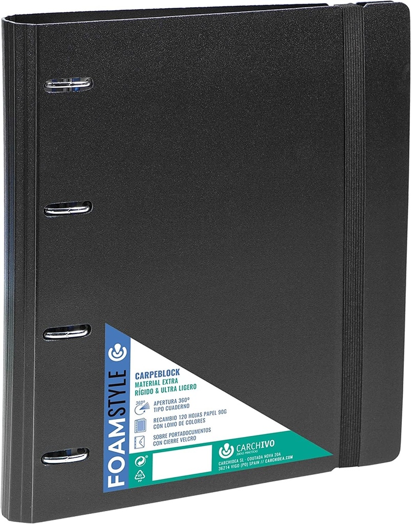 CARPEBLOCK FOAM STYLE NEGRO A4+ 4 ANILLAS 35MM CON RECAMBIO