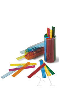 [816-19] Bote 100 regla 16cm plastico fluor transparente