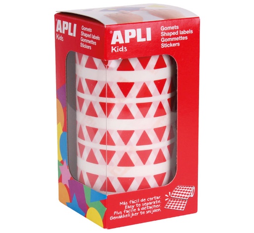 [4865] ROLLO GOMETS TRIANGULARES ROJO AUTOADHESIVO 10,5MM