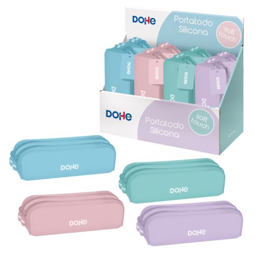 [51970] EXP 8 PORTATODO SILICONA DOBLE COLORES PASTEL SURTIDO