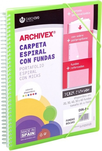 [53032051] CARPETA 20 FUNDAS CANGURO A4 ARCHIVEX STAR VERDE CLARO