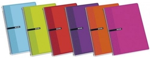 PAQ/5 CUADERNO ESPIRAL Fº 80H 60G. LISO TAPA DURA