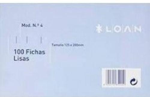[F-4 (RAYADA)] PAQ/100 FICHAS RAYADAS Nº4 12,5X20CM LOAN