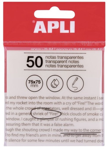 [19568] Bloc 50 notas adhesivas transparentes 75x75mm