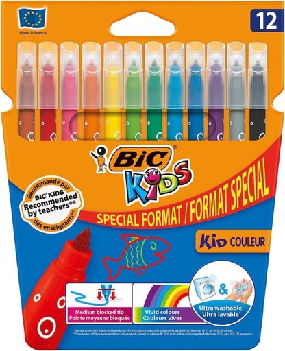 ESTUCHE 12 ROTULADORES KID COULEUR PUNTA MEDIA BIC