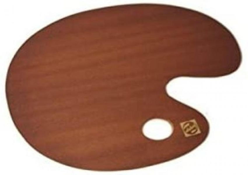 Paleta de madera ovalada 25x35cm barnizada