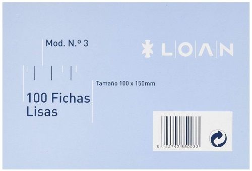 [F-3 (LISA)] PAQ/100 FICHAS LISAS Nº3 10X15CM LOAN