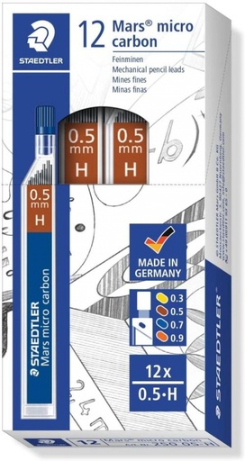 [250 05-H] C/12 TUBOS MINAS 0,5MM H MARS MICRO CARBON STAEDTLER