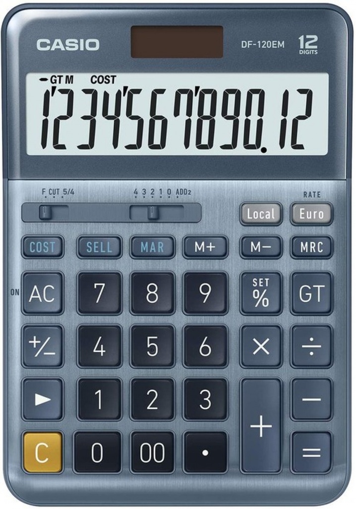 Calculadora sobremesa df-120em 12 digitos solar/pilas azul