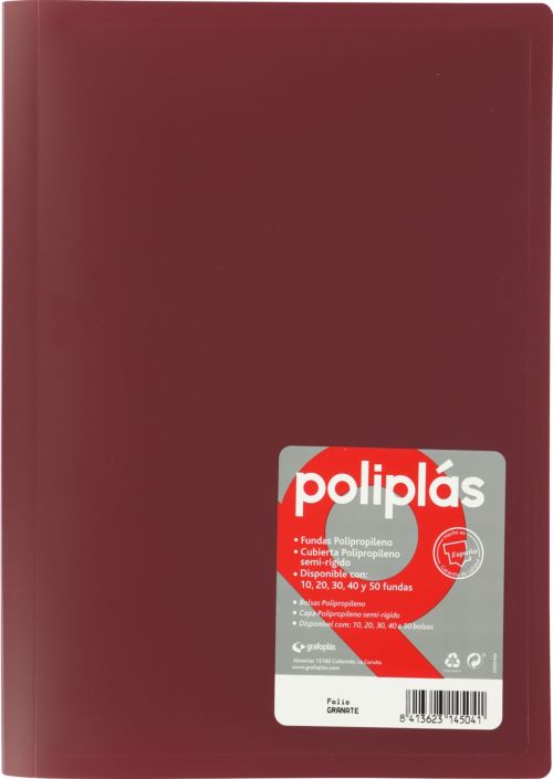 CARPETA Fº 50 FUNDAS SOLDADAS OPACAS GRANATE POLIPLAS