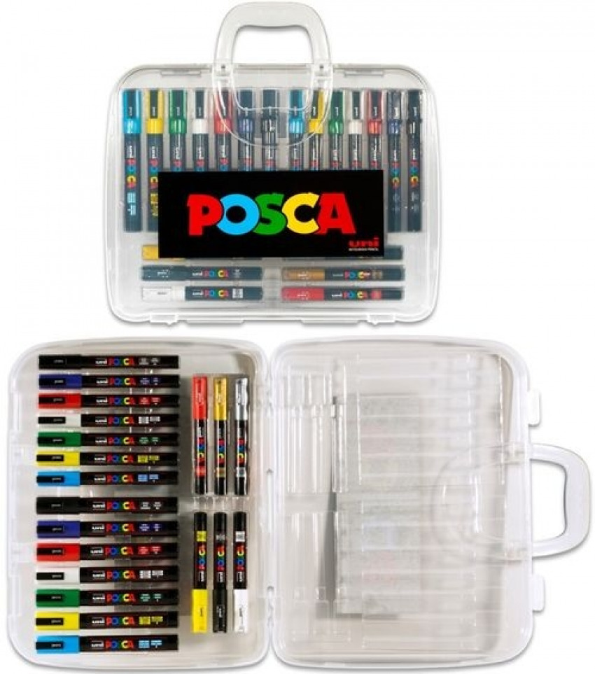 Maletin 20 rotuladores uni-posca pc1m-pc3m-pc5m