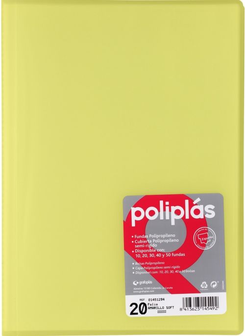 CARPETA Fº 40 FUNDAS SOLDADAS TRANSLUCIDAS AMARILLO SOFT