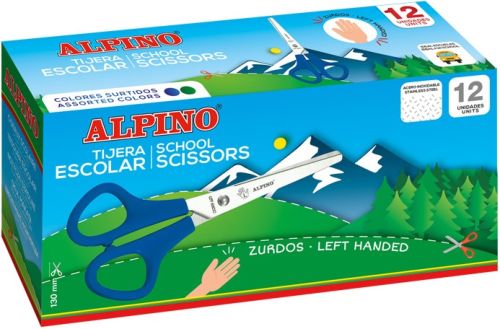 C/12 TIJERAS ESCOLARES 13CM ZURDOS ALPINO SCHOOL