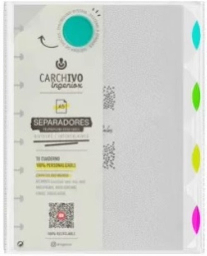 [66115199] SEPARADORES INGENIOX A5 PP TRANS/NEON 4 POSICIONES