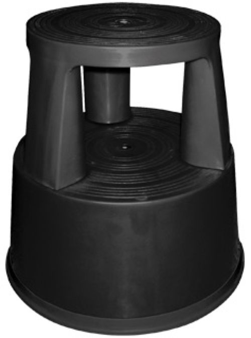 TABURETE RUEDAS RETRACTILES TRES RUEDAS DOS NIVELES NEGRO