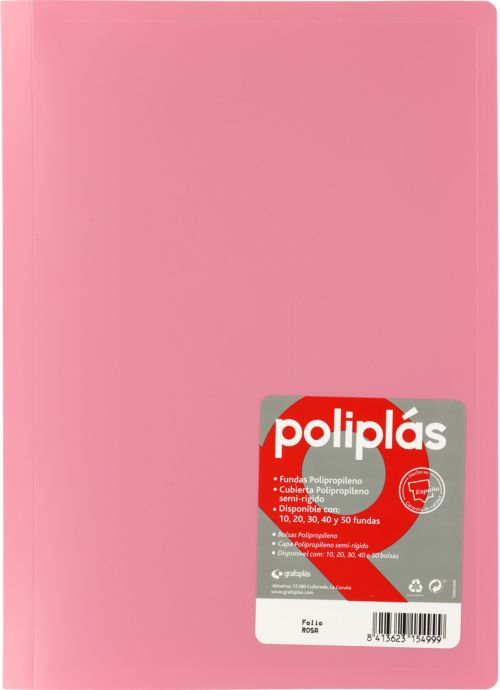 CARPETA Fº 20 FUNDAS SOLDADAS OPACAS ROSA POLIPLAS