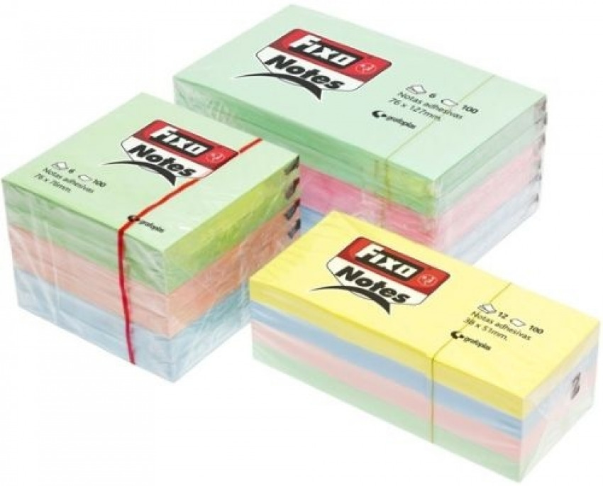 PACK 12 BLOC NOTAS ADHESIVAS 38X51MM FIXO PASTEL