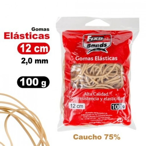 BOLSA 100G GOMAS ELASTICAS Nº12 2MMX12CM FIXO