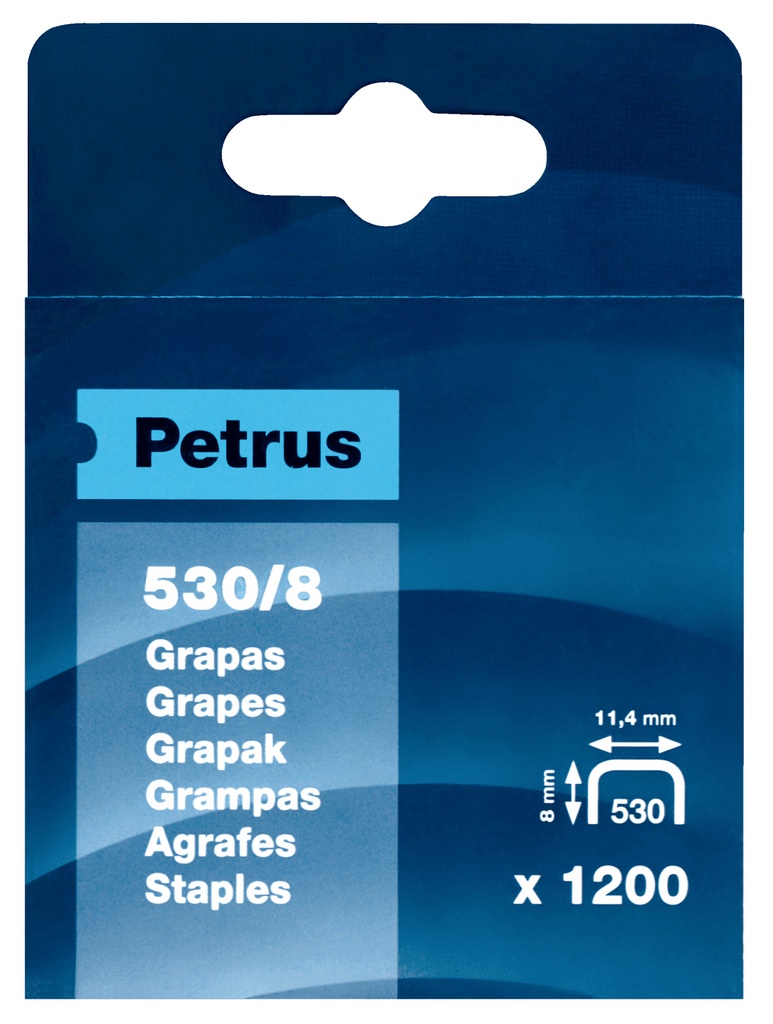CAJA 1200 GRAPAS PETRUS Nº530/8 COBREADA