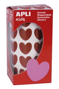ROLLO GOMETS CORAZONES ROJO AUTOADHESIVOS 20X18MM