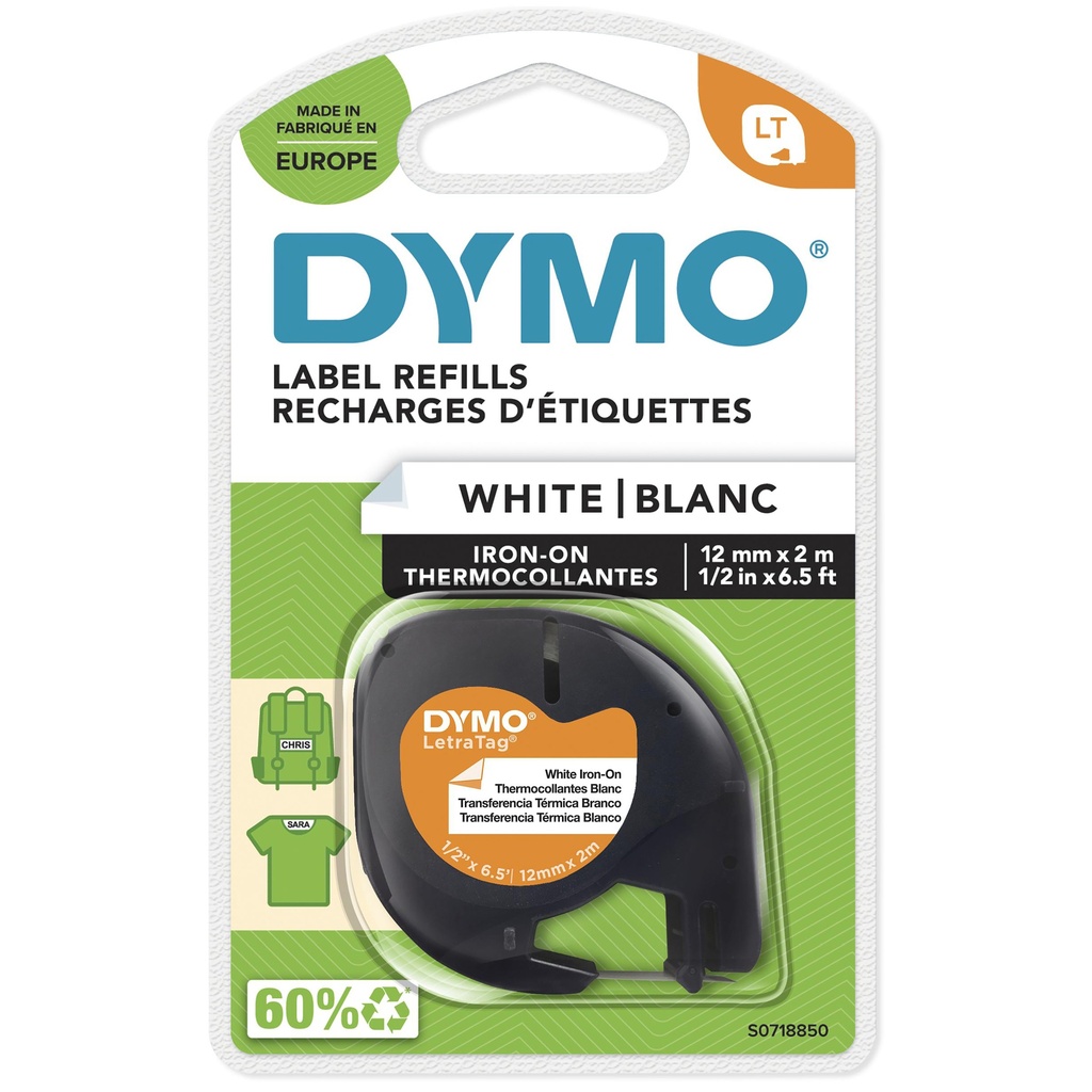 CINTA DYMO LETRATAG PARA ROPA 12MMX2M