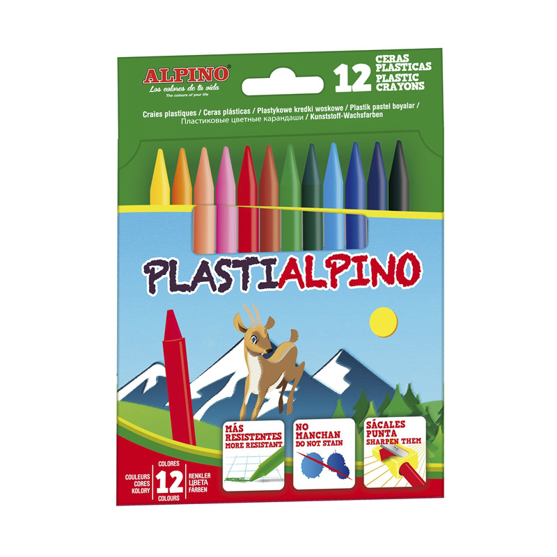 ESTUCHE 12 CERAS PLASTIALPINO DURAS SURTIDAS